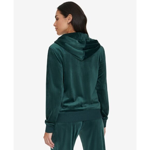 Calvin Klein Womens Metallic Logo Velour Zip Front Hoodie Malachite Size XL NWT - Picture 4 of 5